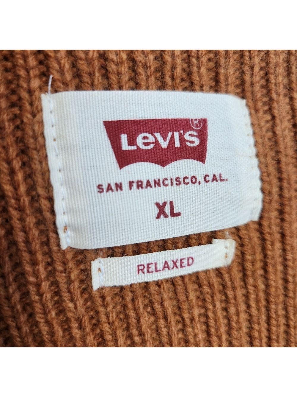 MEN'S LEVIS RINCON BUTTON DOWN WOOL BLEND SWEATER VEST RUST SIZE XL NWOT - Picture 5 of 9